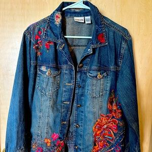 Chico Jean Jacket Embroidered, size 12